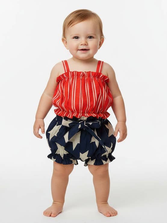 Conjunto de top y pantalones cortos con estrellas y rayas para venta al por mayor de Yo Baby