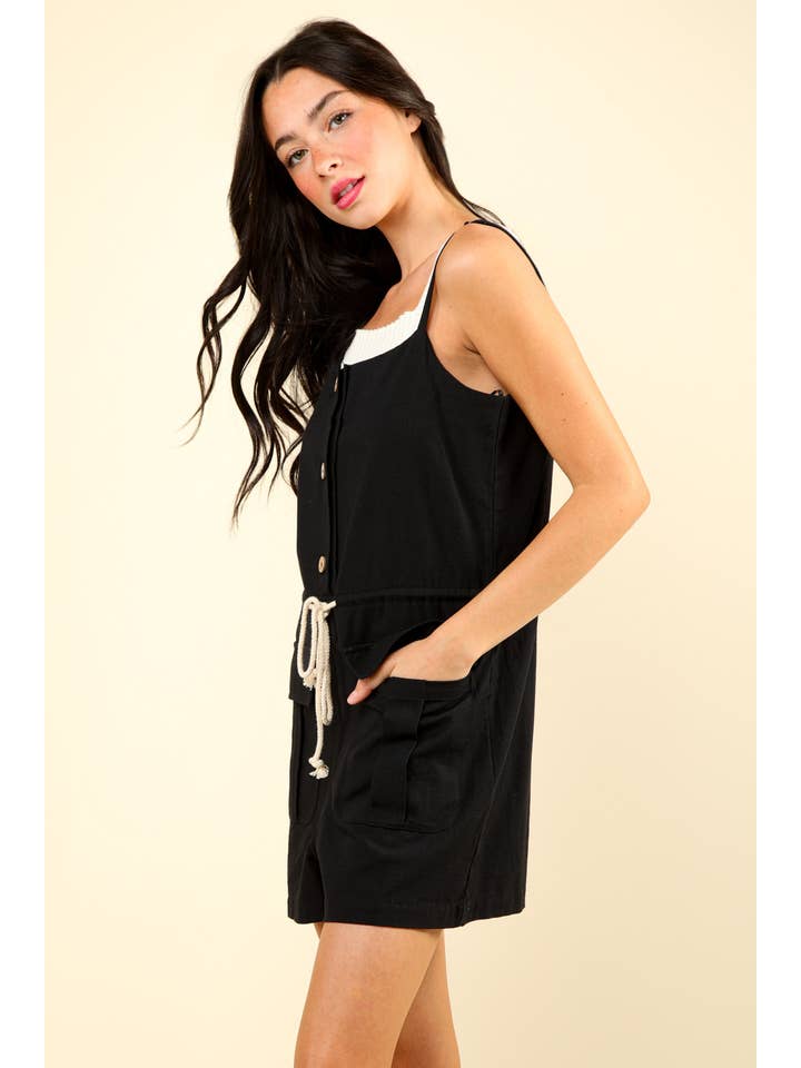 VERY J - Vendita all'ingrosso Tutina - Donna - Pagliaccetto in tessuto solido con bottoni NP7044615