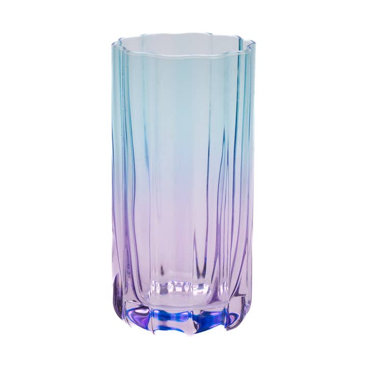 Large Daisy Tumbler Glass: Blue and Purple for wholesale by The Glass House Wholesale Interiors Ltd.