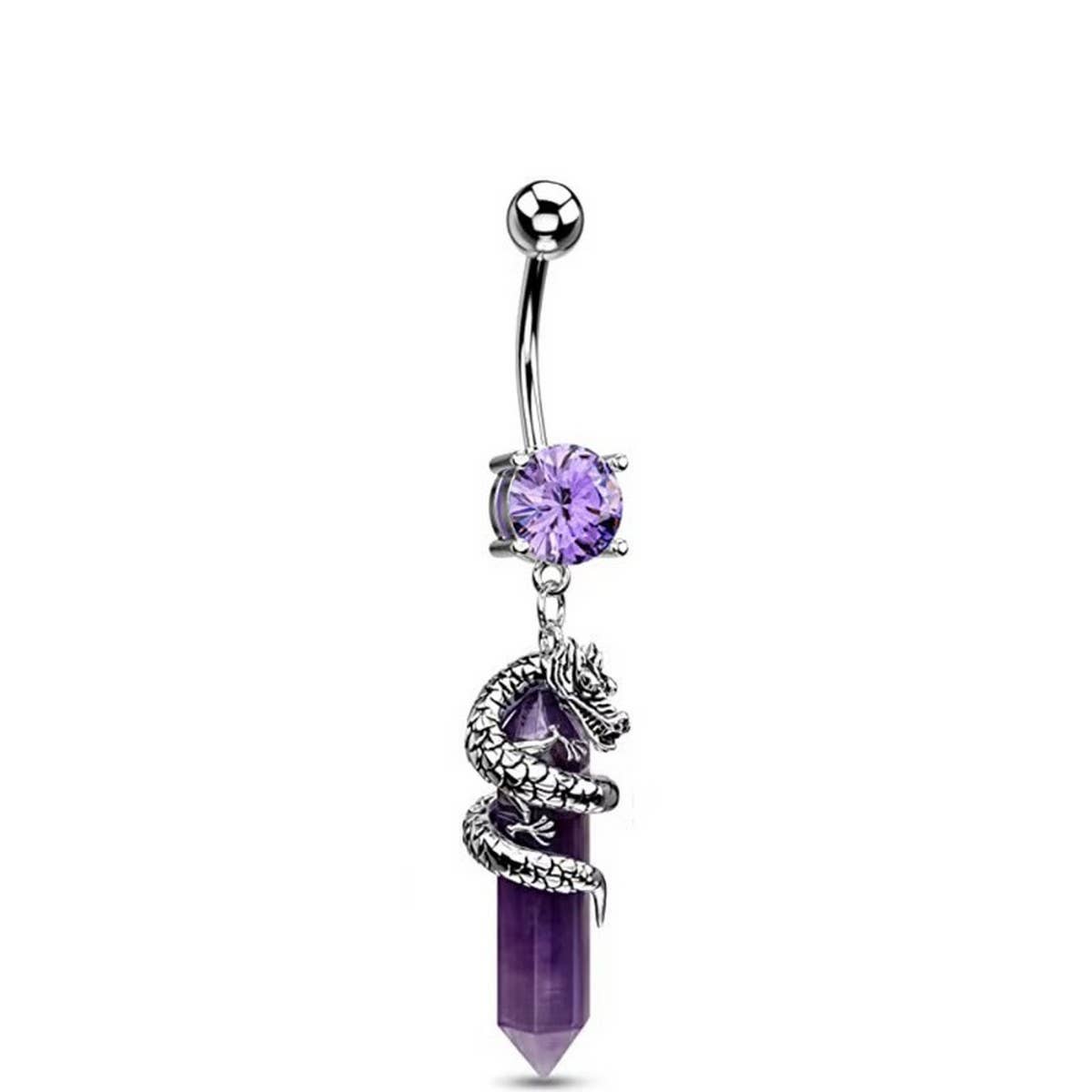ACCITY - Wholesale Belly Ring - 3D Dragon Claw Natural Stone Belly Button Ring_CWMM94731