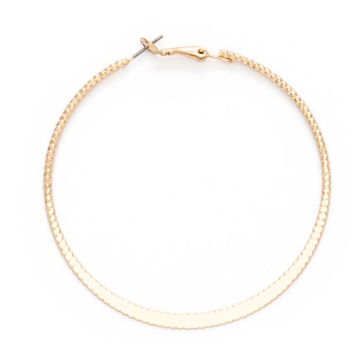 LA Jewelry Plaza - Wholesale Hoop Earrings - 65MM Textured Skinny Hoop Earrings2