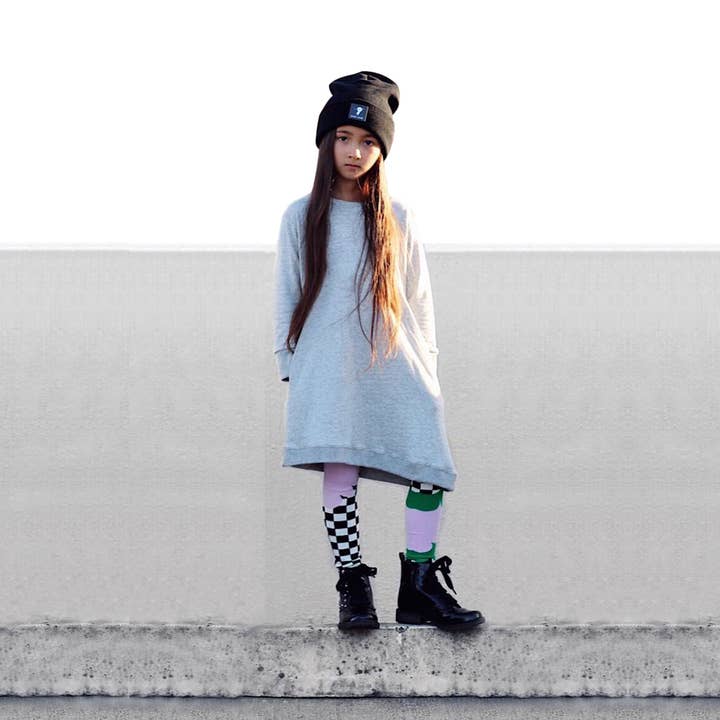 Asymmetric Dress - Youth - Grey Skinny Stripes for wholesale by Bash + Sass