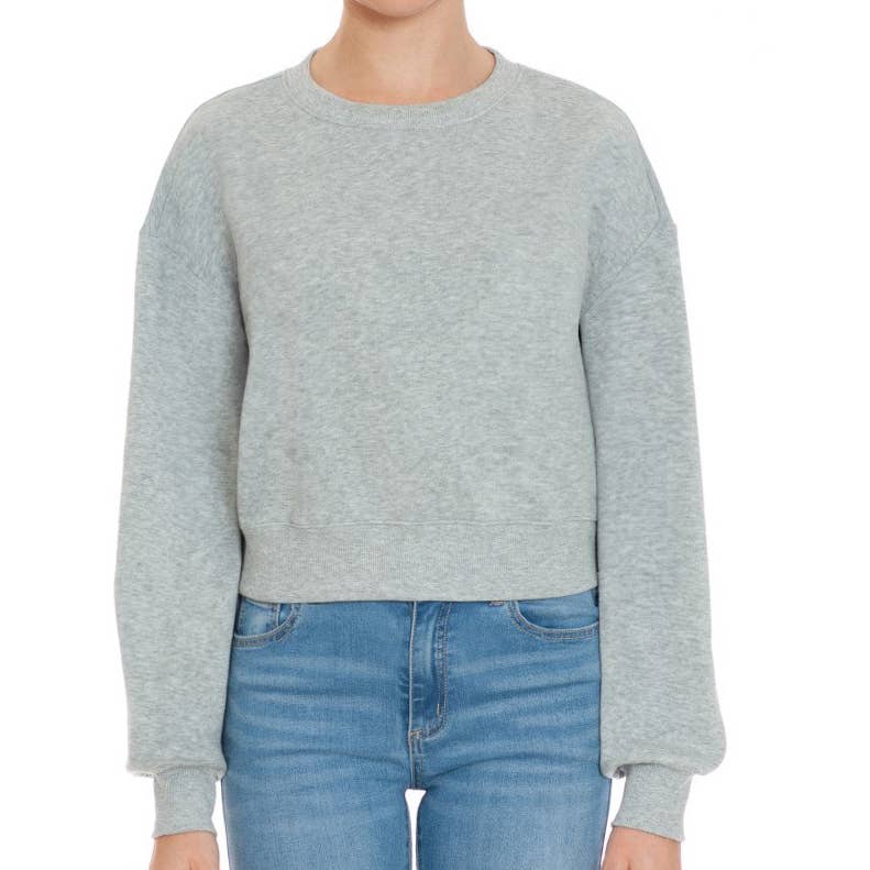 FREEZIA - Wholesale Sweatshirt - Women's - FLEECE CREW NECK CROPPED PULLOVER SWEATSHIRTS TOP-F75480-D111