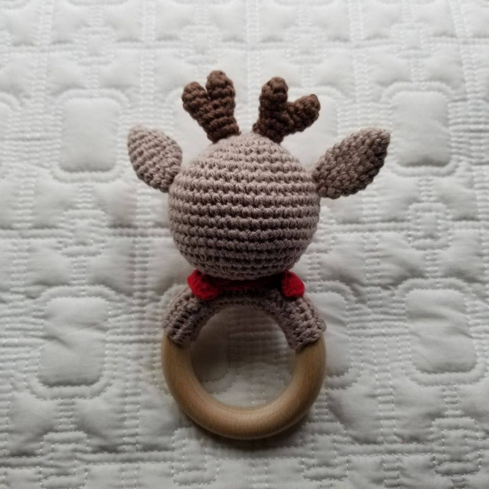 D & C TOYS - Wholesale Handheld Rattle - Baby - Hand Crochet Christmas Reindeer Baby Rattle2