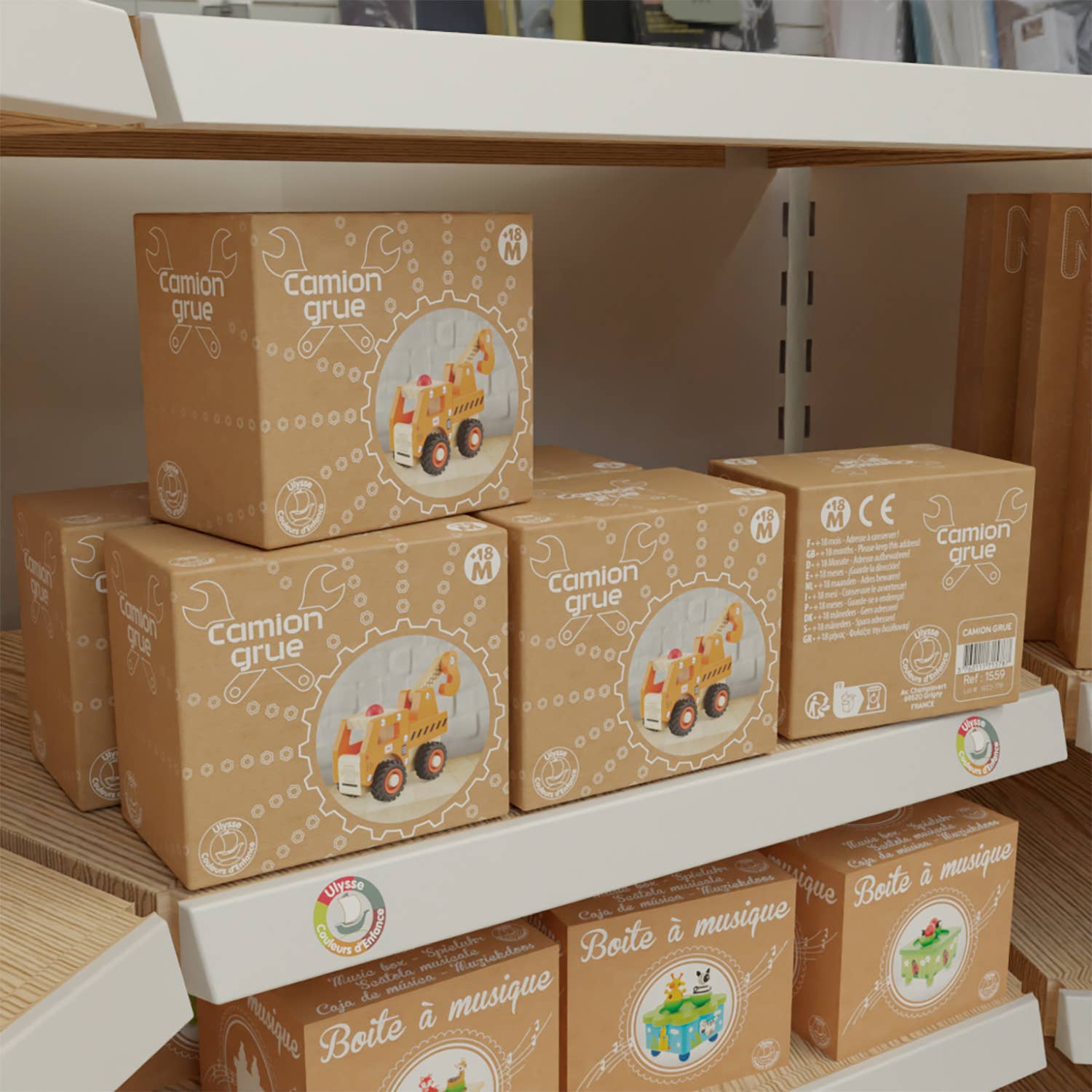 Ulysse Couleurs d'Enfance - Wholesale Speelgoedauto /vrachtwagen - Kinderen - Kraanwagen van natuurlijk hout5