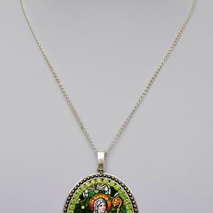 MariaSantissimaShop - Wholesale Pendant/Charm Necklace - Saint Gertrude of Nivelles The Great Necklace Handmade Catholic Christian Religious Jewelry Medal Pendant