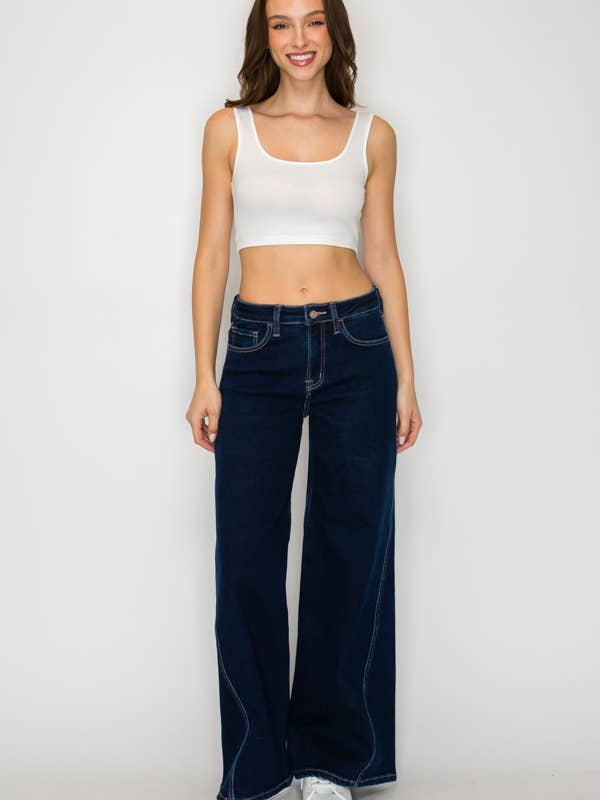 LA2122IN STRETCH DENIM WIDE LEG JEANS for wholesale by L.A girl jeans inc