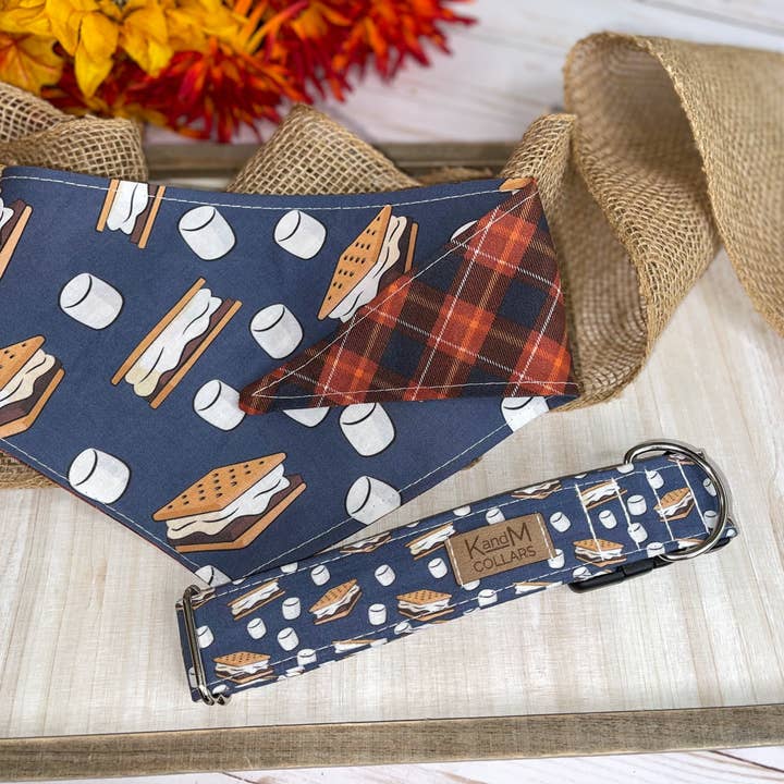 K and M Collars - Wholesale Pet Collar - Dog - S'mores Dog Collar, Fall Outdoor Camping, Smores, K and M3