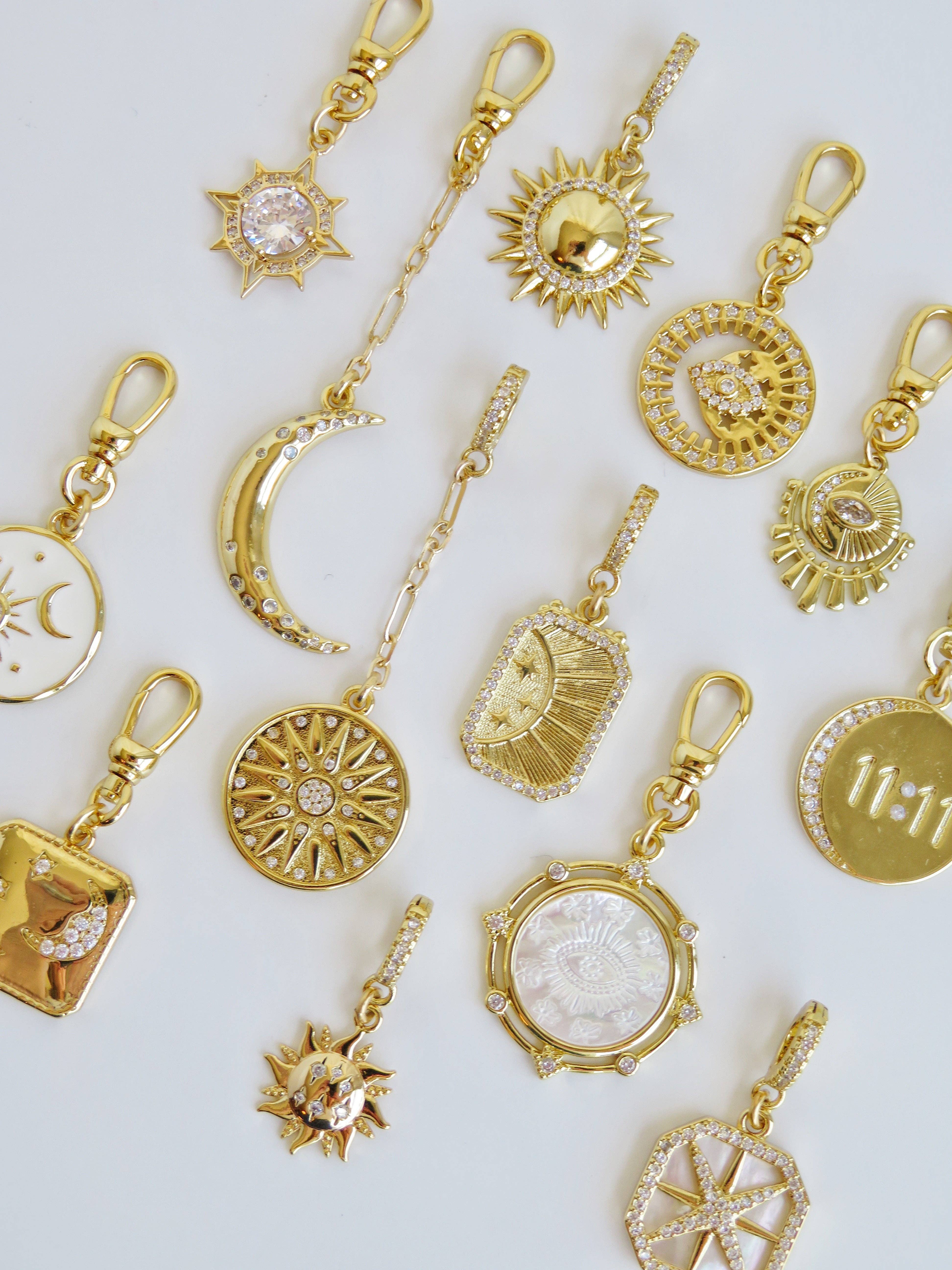 Boutique Suarez Co. - Wholesale Pendant/Charm Necklace - Celestial Hinged Clasp Chain Charms9