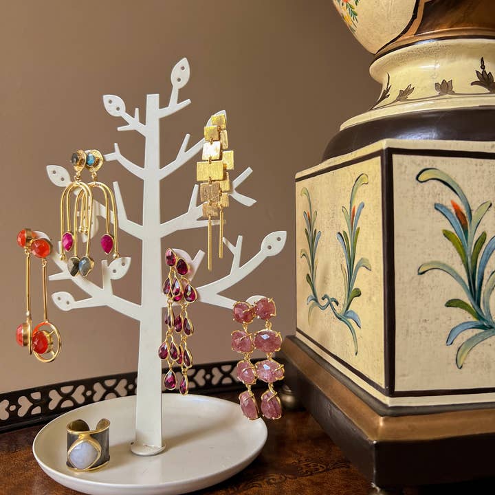 Elyssa Bass Designs - Wholesale Dangle earrings - Pink Quartz, Feather Drop Gemstone Earrings2