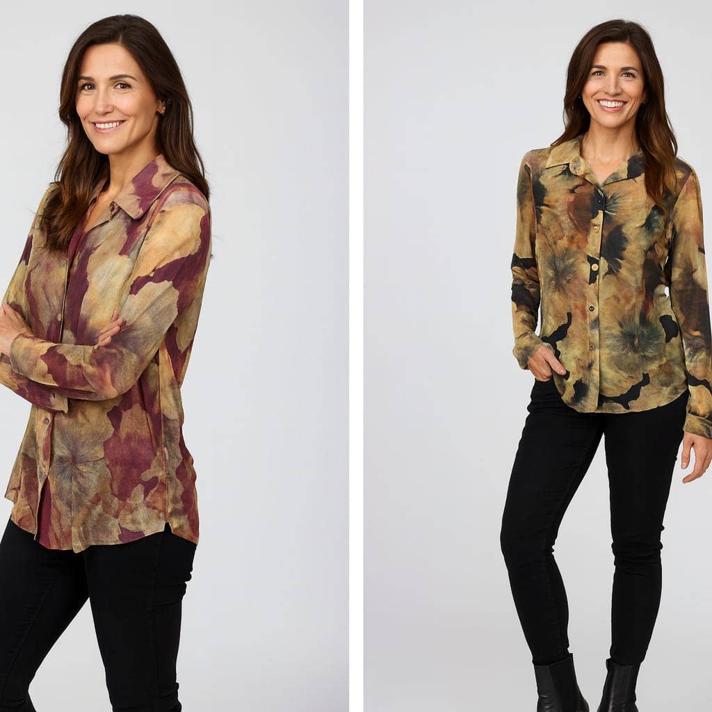 Black Vintage Floral Sateen Sheer Shirt for wholesale on Faire4
