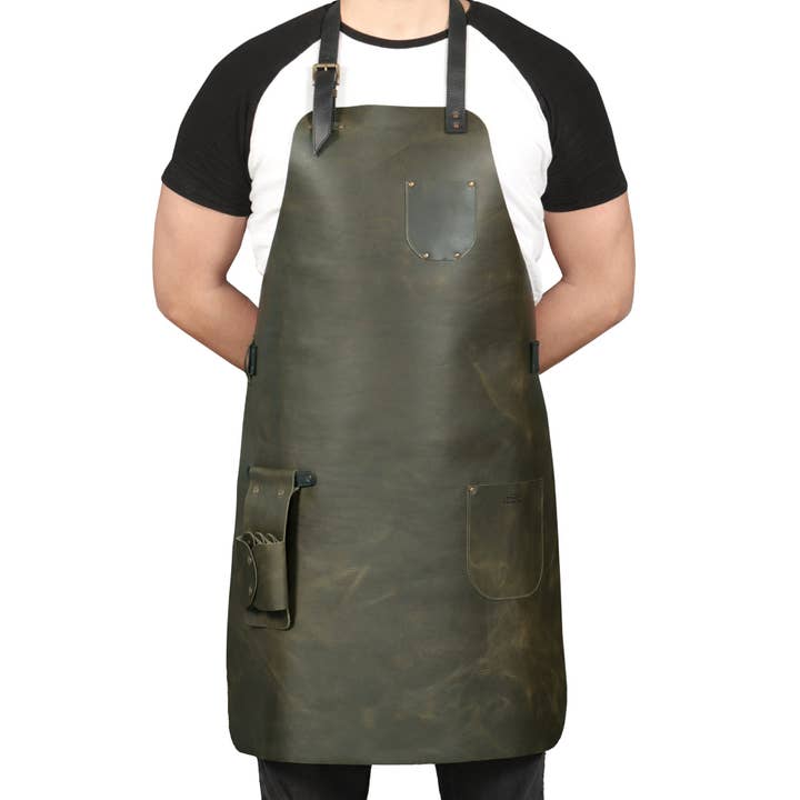 Londo - Wholesale Apron - Otto Angelino Top Grain Leather Apron Woodworking, Cooking, Chef, Barista, Christmas Workshop with Tool Pockets13