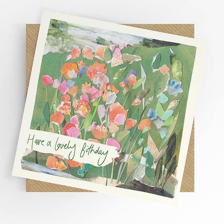 Female Birthday card, flowers in field for wholesale by Under the Willow Tree