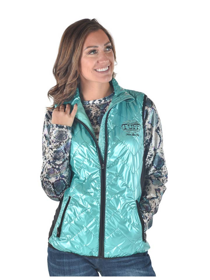 Turchese Gilet (Turchese di Peso Medio con Loghi Ricamati Neri) in vendita all'ingrosso su Faire