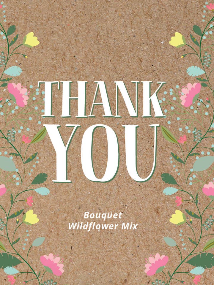 Thank You Natural Brown - Bouquet en sachets de graines de fleurs sauvages pour la vente par Bentley Seed Co.