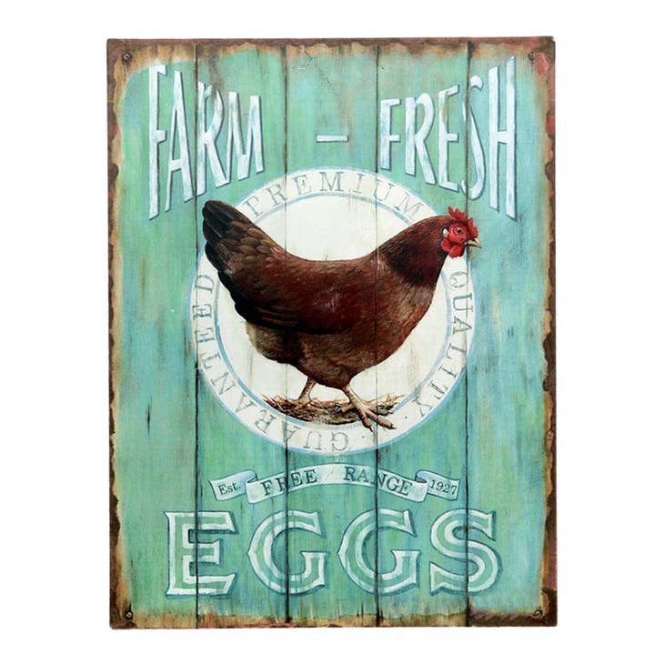 Wholesale Farm Fresh Free Range Eggs Tin Sign for your store - Faire