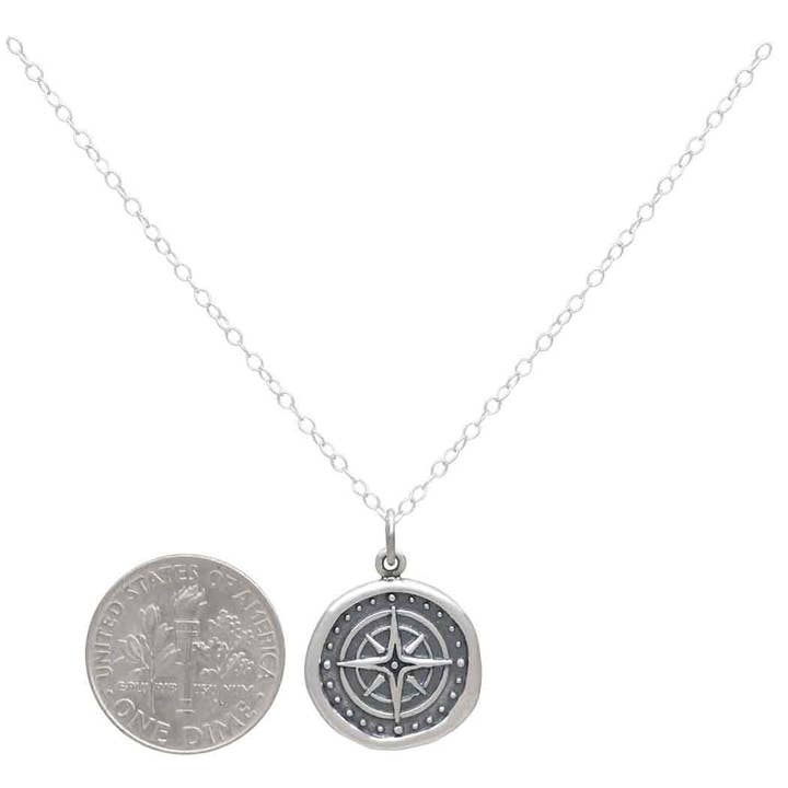 Nina Designs - Wholesale Pendant/charm necklace - Sterling Silver Wax Seal Compass Necklace2
