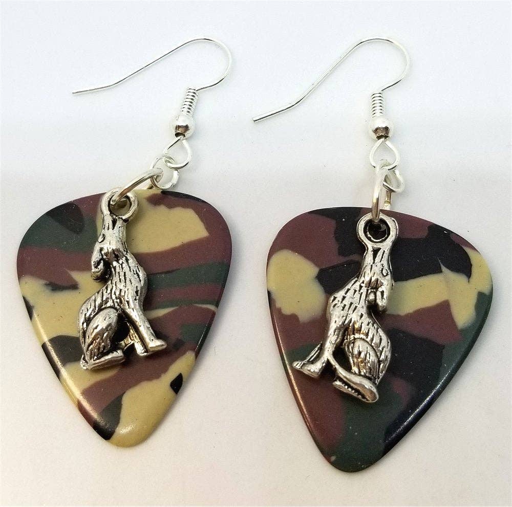 Simply Raevyn - Wholesale Dangle Earrings - Wolf Charm Guitar Pick Earrings16