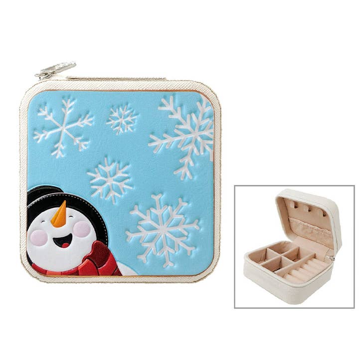 ORGANISATEUR EN CUIR POUR BIJOUX DE NOËL BONHOMME DE NEIGE, AM 0189 pour la vente par JOIA ACCESSORIES