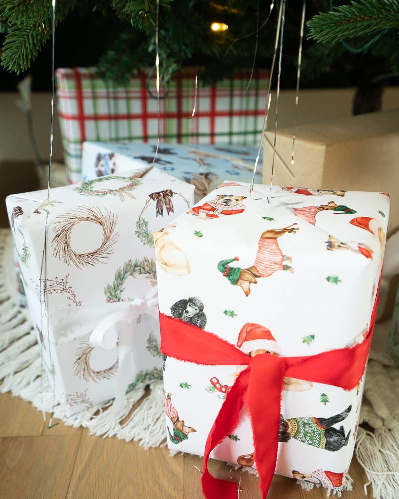 Lana's Shop – Großhandel Geschenkpapier in Bögen – Weihnachtsferien Hunde Geschenkpapier Einzelbogen3