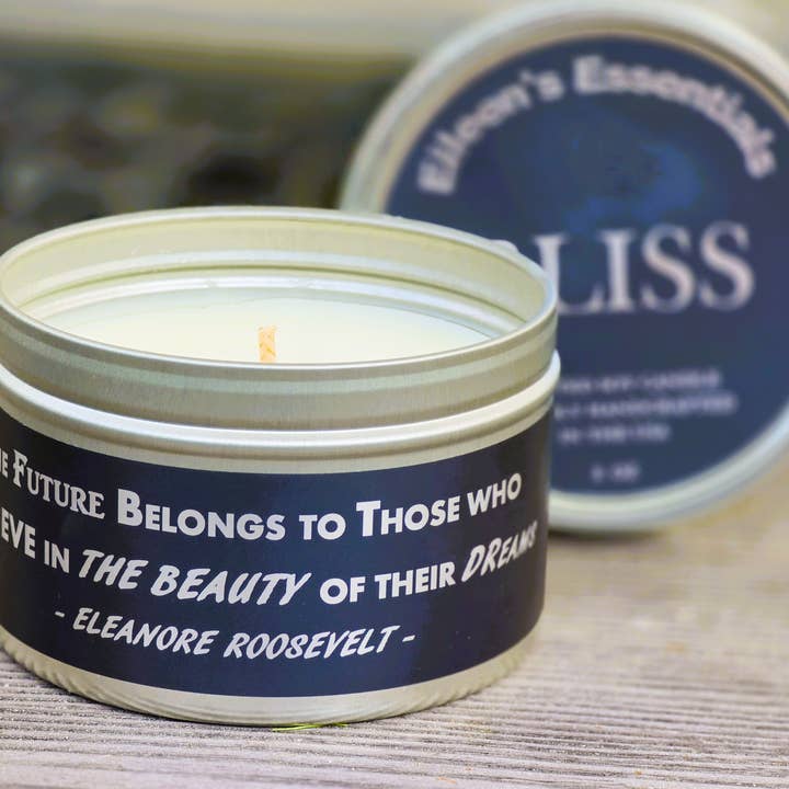 Inspirational Travel (Tin) Candle; BLISS for wholesale by Eileen's Essentials, llc