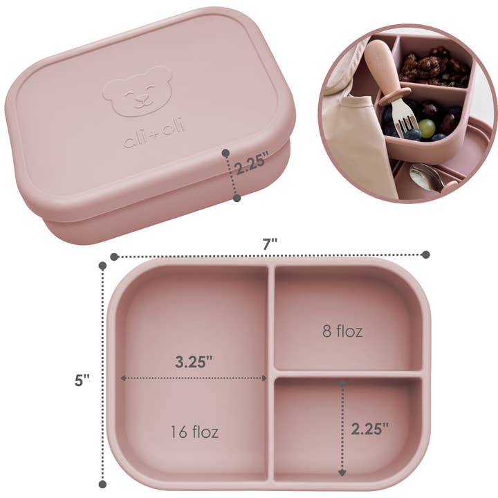 Ali+Oli - Wholesale Lunch Bag/Box - Kids - Ali+Oli Leakproof Silicone Bento Box (Rose) Back to School