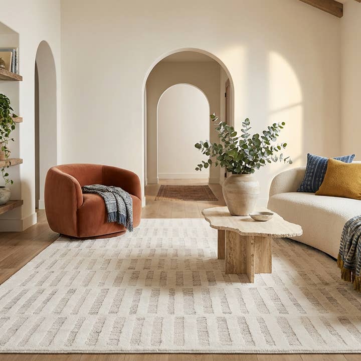 Beige Boho Abstrakter Beige Creme Indoor Teppich für den Großhandel auf Faire6