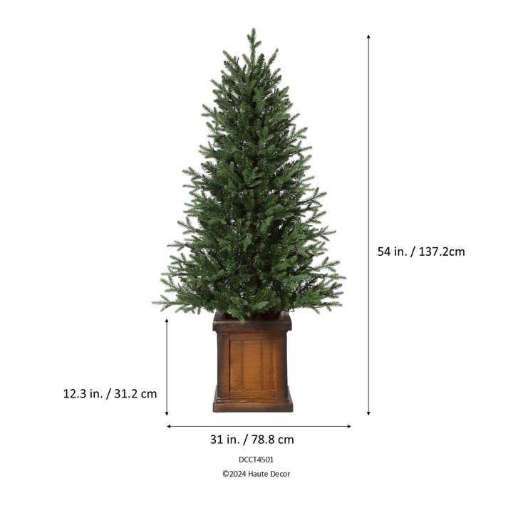 Haute Decor - Wholesale Artificial Christmas Tree - 4.5 Foot Pre-Lit New Haven Fraser Fir Potted Tree4