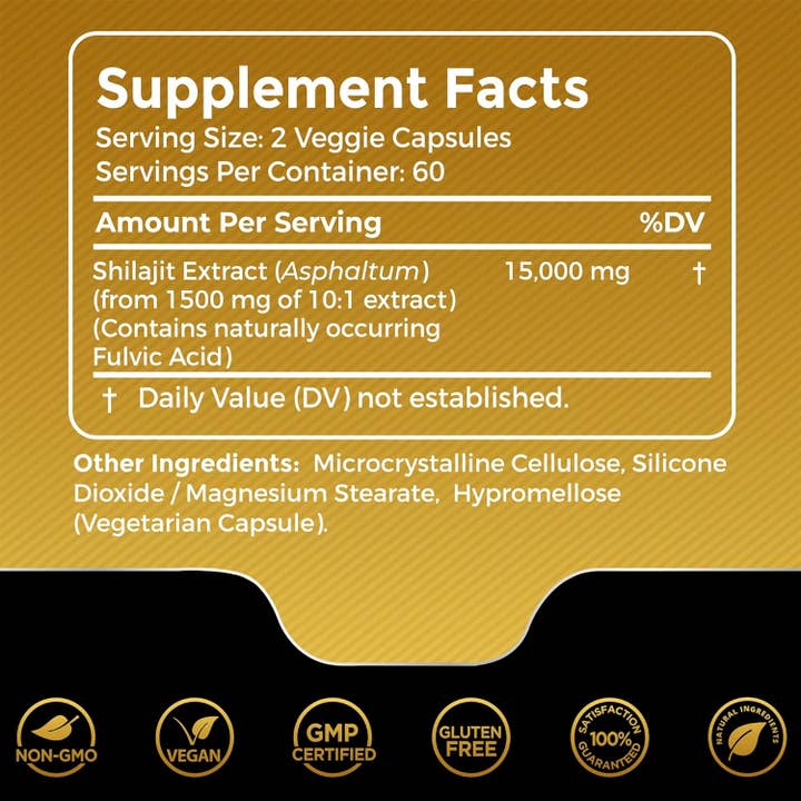 Health & Wellness Associates Inc. - Wholesale Oral Supplement/Vitamin - Liposomal Shilajit + Fulvic Acid 15,000mg Ultra Strength – 120 Capsules1