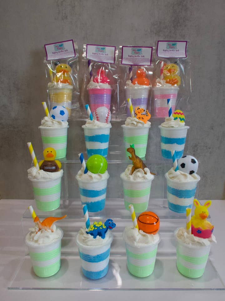 Bubbling Smoothie Shots with Display, Bath Bombs for Kids for wholesale by Sassy Bubbles
