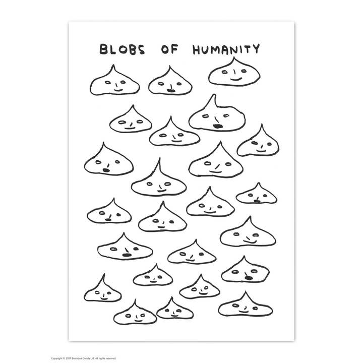 Funny A6 Art Postcard By David Shrigley - Blobs Of Humanity for wholesale by David Shrigley x Brainbox Candy