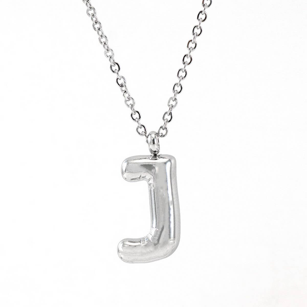 NINEXIS - Wholesale Pendant/Charm Necklace - CWAJE1946_Steel Color Bubble Letter Necklace9