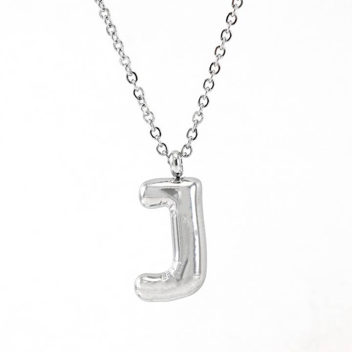 NINEXIS - Wholesale Pendant/Charm Necklace - CWAJE1946_Steel Color Bubble Letter Necklace14