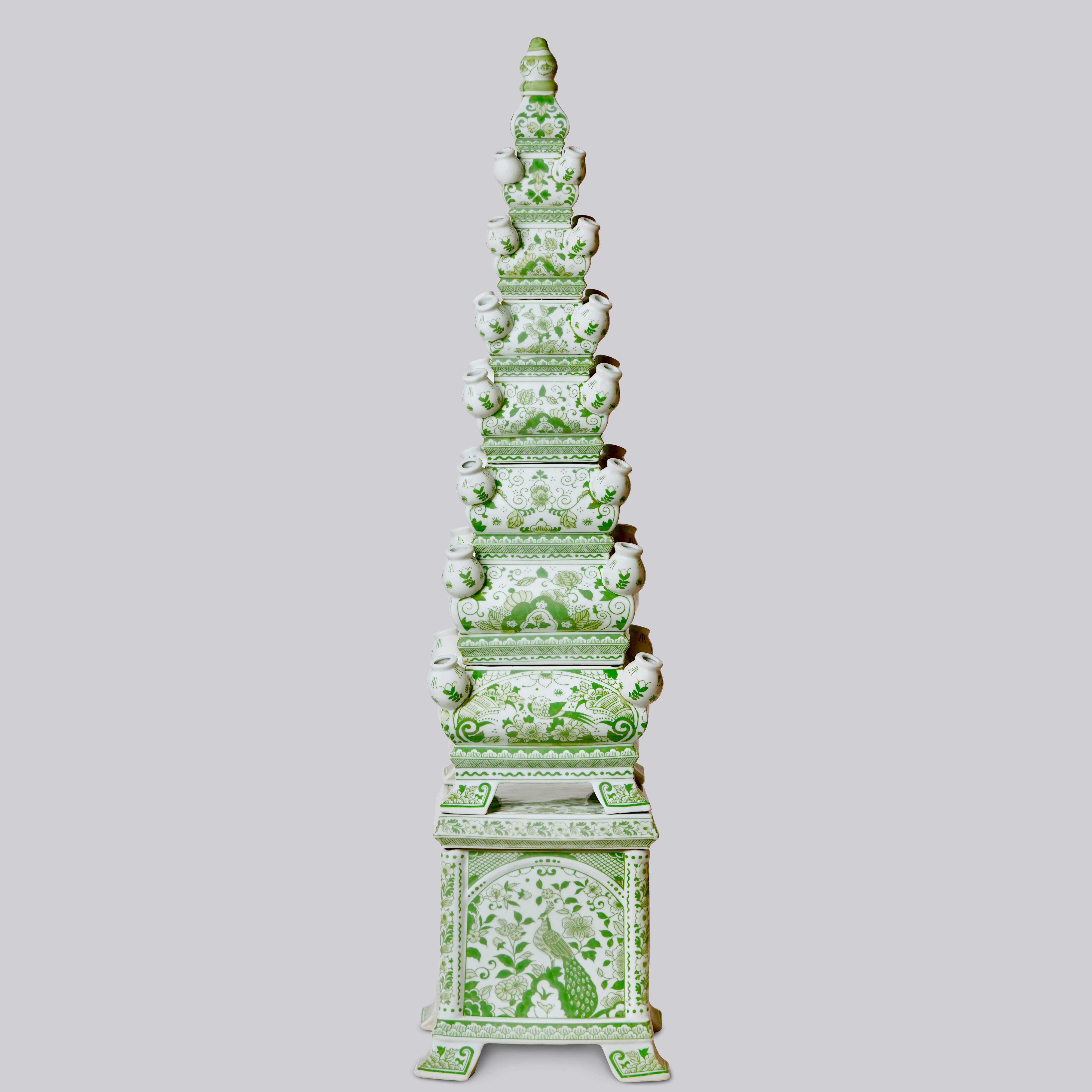 Cobalt Guild - Wholesale Vase - Green and White Tall Porcelain Tulipiere1