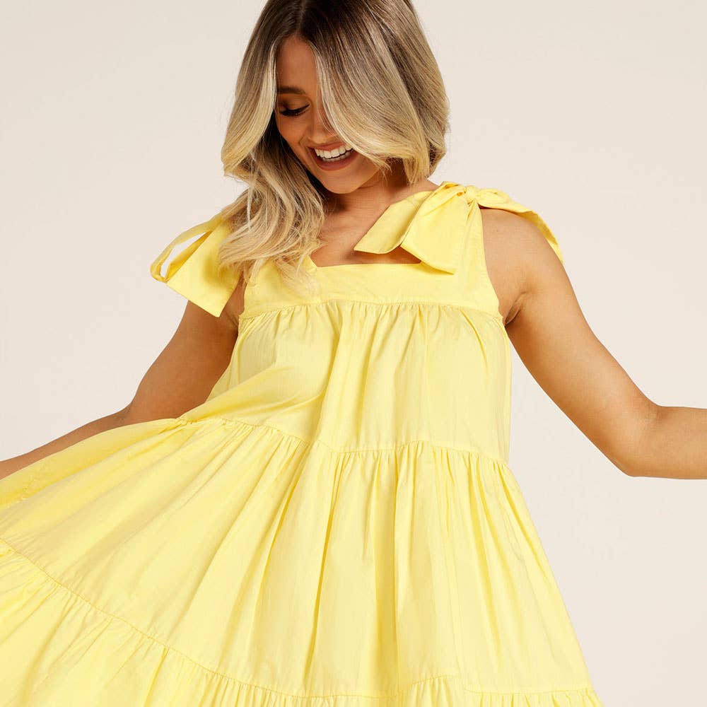 Love, Bonfire the Label - Wholesale Dress - Women's - Cotton Mini Swing Dress - Lemon Yellow3