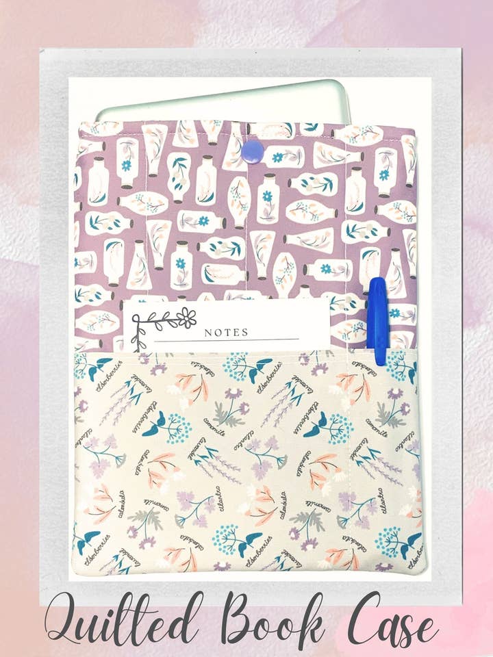 Quilted Tablet Sleeve or Book Sleeve Snap Closure Exterior Pockets - Botanical Garden Collection - Handmade - Small - 7" x 9" - Kindle Cozy - iPad Mini Cozy - Book Cozy for wholesale by Ann Gregory Designs