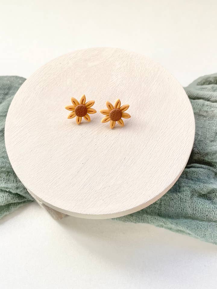 Sunflower Studs for wholesale by Clementine Clay Design