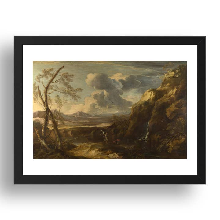 Salvator Rosa: Landschap met Tobias en de Engel, Poster in 17x13" (A3) Lijst voor wholesale door PERIOD PRINTS
