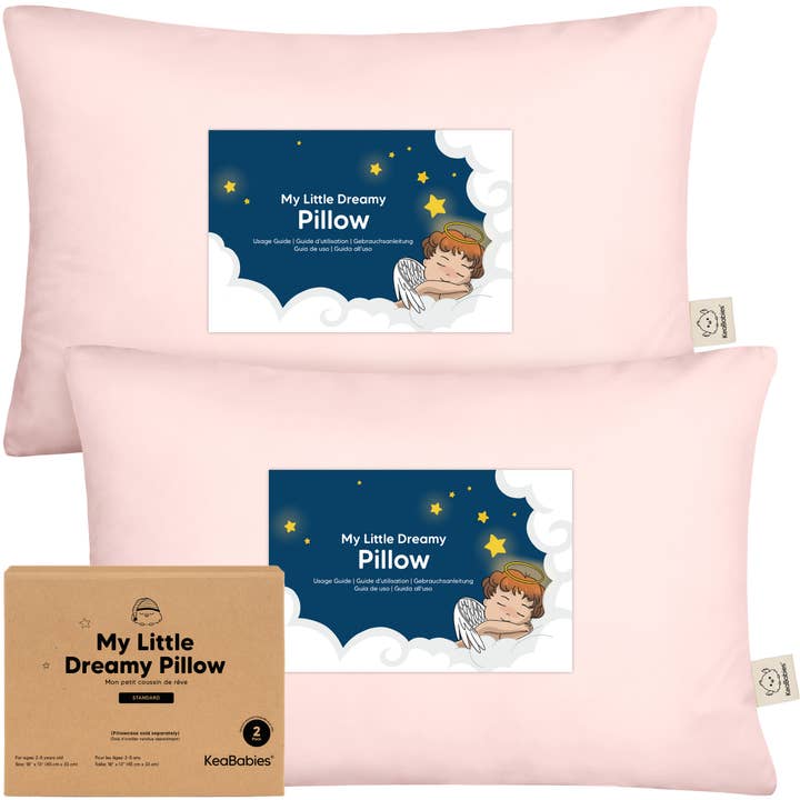 Mist roze KeaBabies 2-pack peuterkussens om in te slapen, 13x18 voor groothandel op Faire