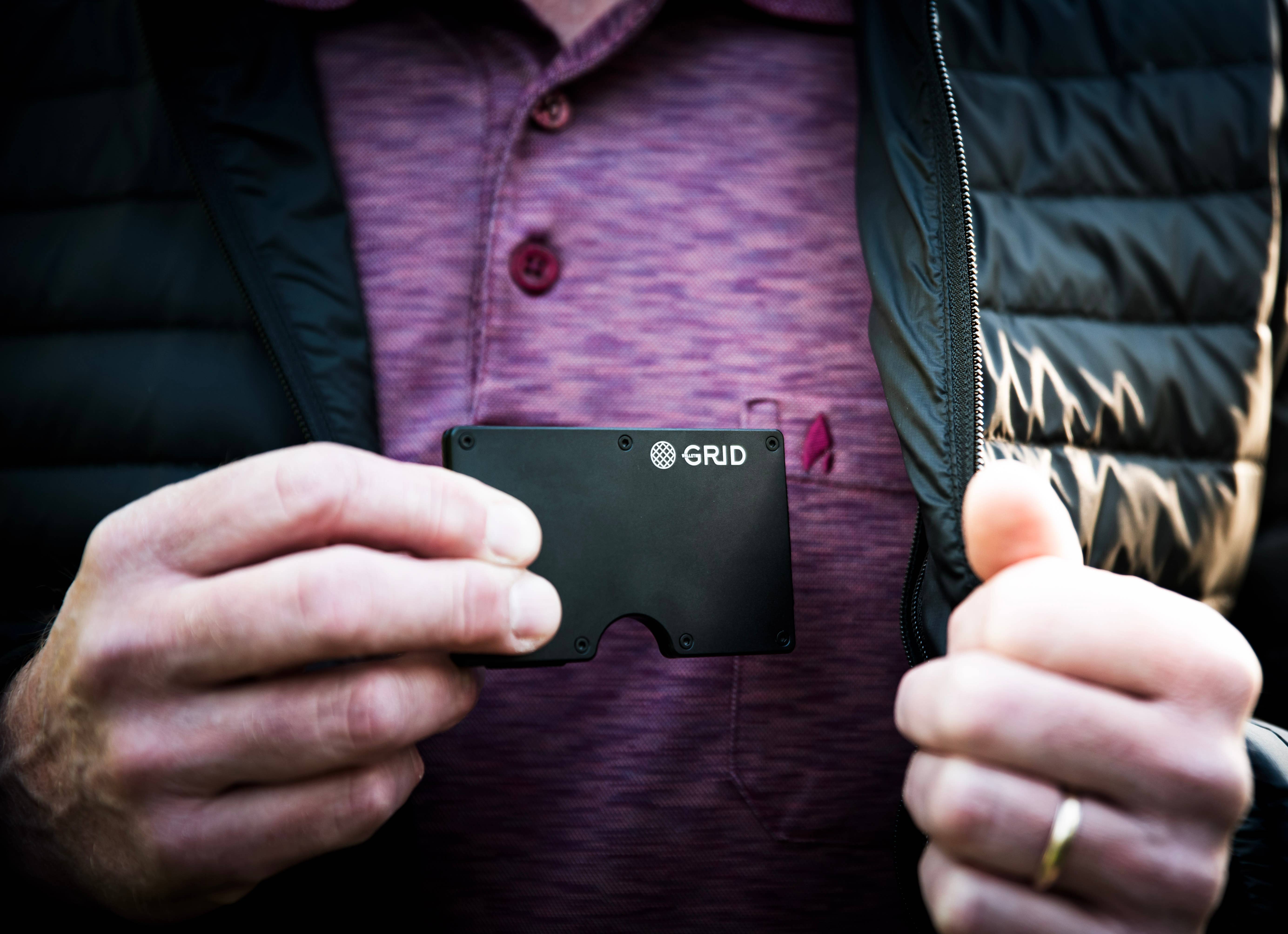 Noir Portefeuille Grid//aluminium noir en vente sur Faire3