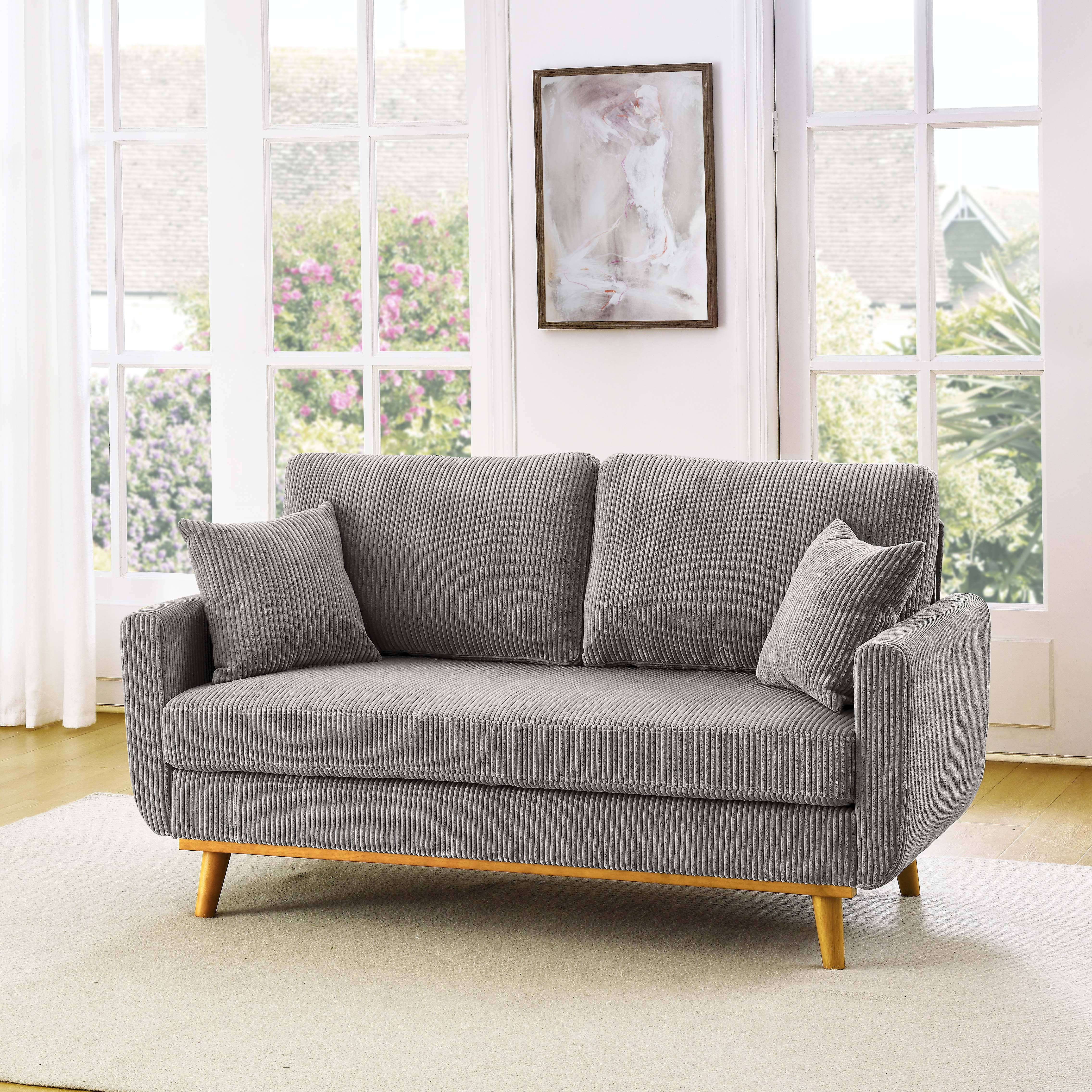 39F Inc. - Wholesale Sofa - Asher Mid-Century Corduroy Sofa, 5-Color, 2-Seat1