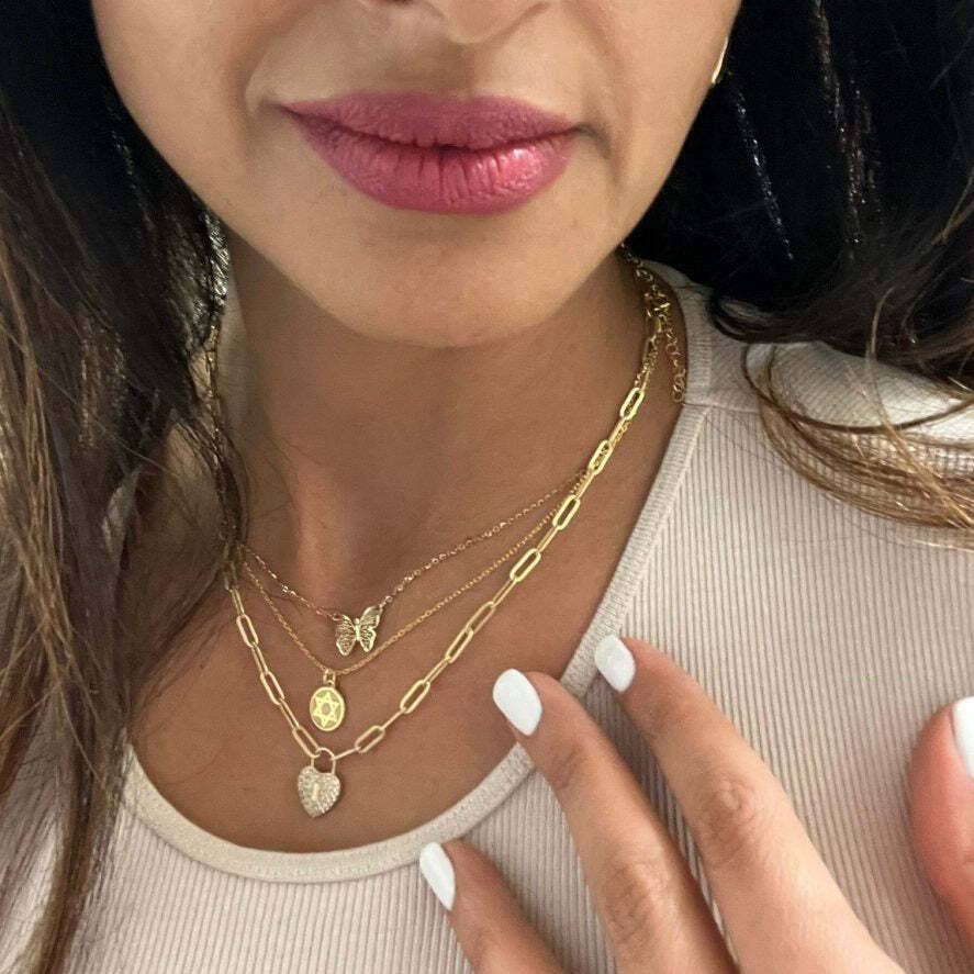 ALEF BET JEWELRY – Engroshandel Halskæde med vedhæng – Gylden jødisk stjernevedhæng1