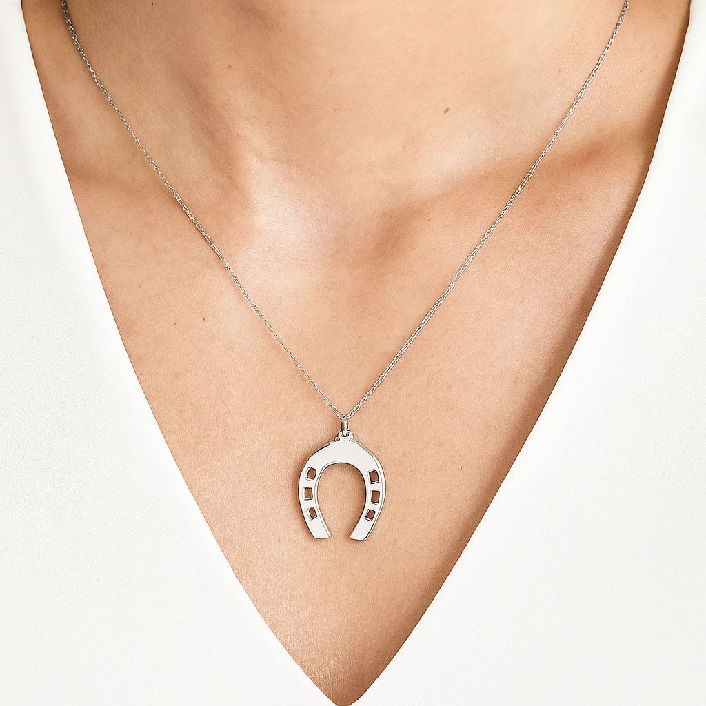 TALISMAN JEWELLERY (D&Fidanverdi, S.L.) - Wholesale Pendant/Charm Necklace - Rhodium-Plated Sterling Silver Horseshoe Pendant 9254