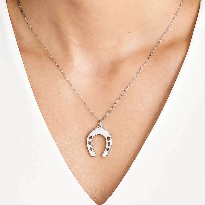 TALISMAN JEWELLERY (D&Fidanverdi, S.L.) - Wholesale Pendant/Charm Necklace - Rhodium-Plated Sterling Silver Horseshoe Pendant 9254