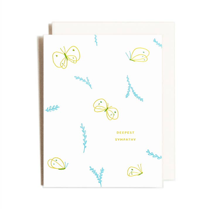 Papillons de Sympathie | Carte Letterpress pour la vente par Homework Letterpress Studio