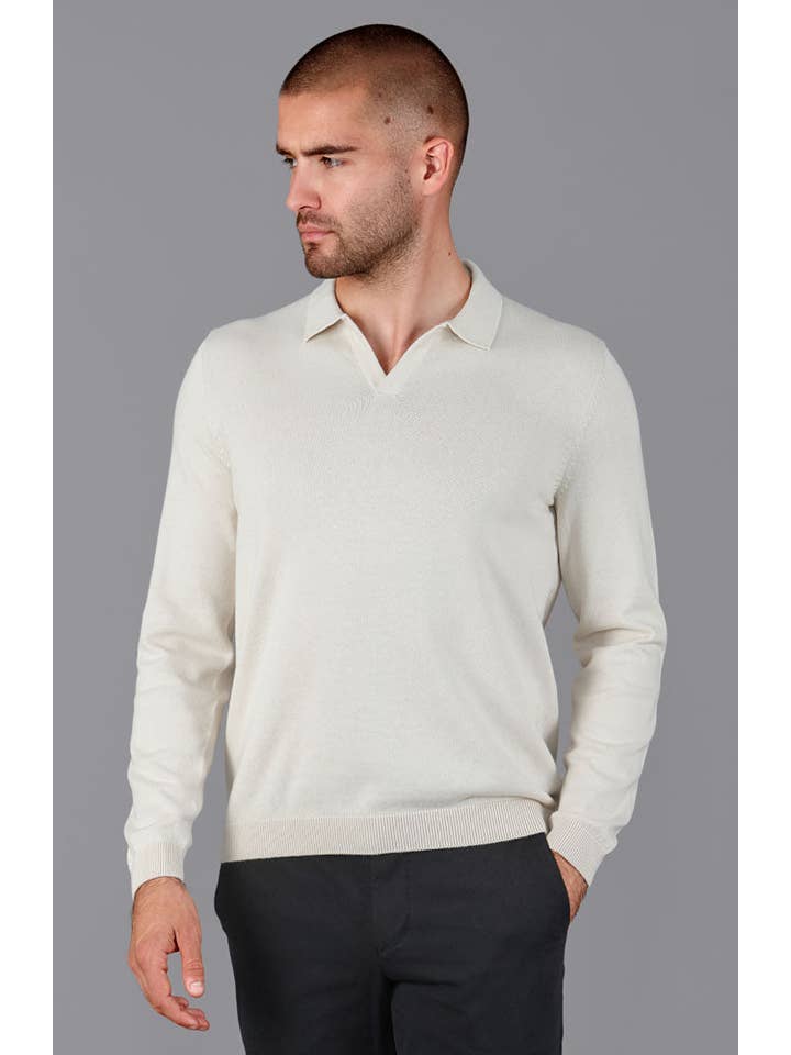 Paul James Knitwear - Wholesale Polo - Men's - Mens Lightweight Cotton Buttonless Polo Shirt