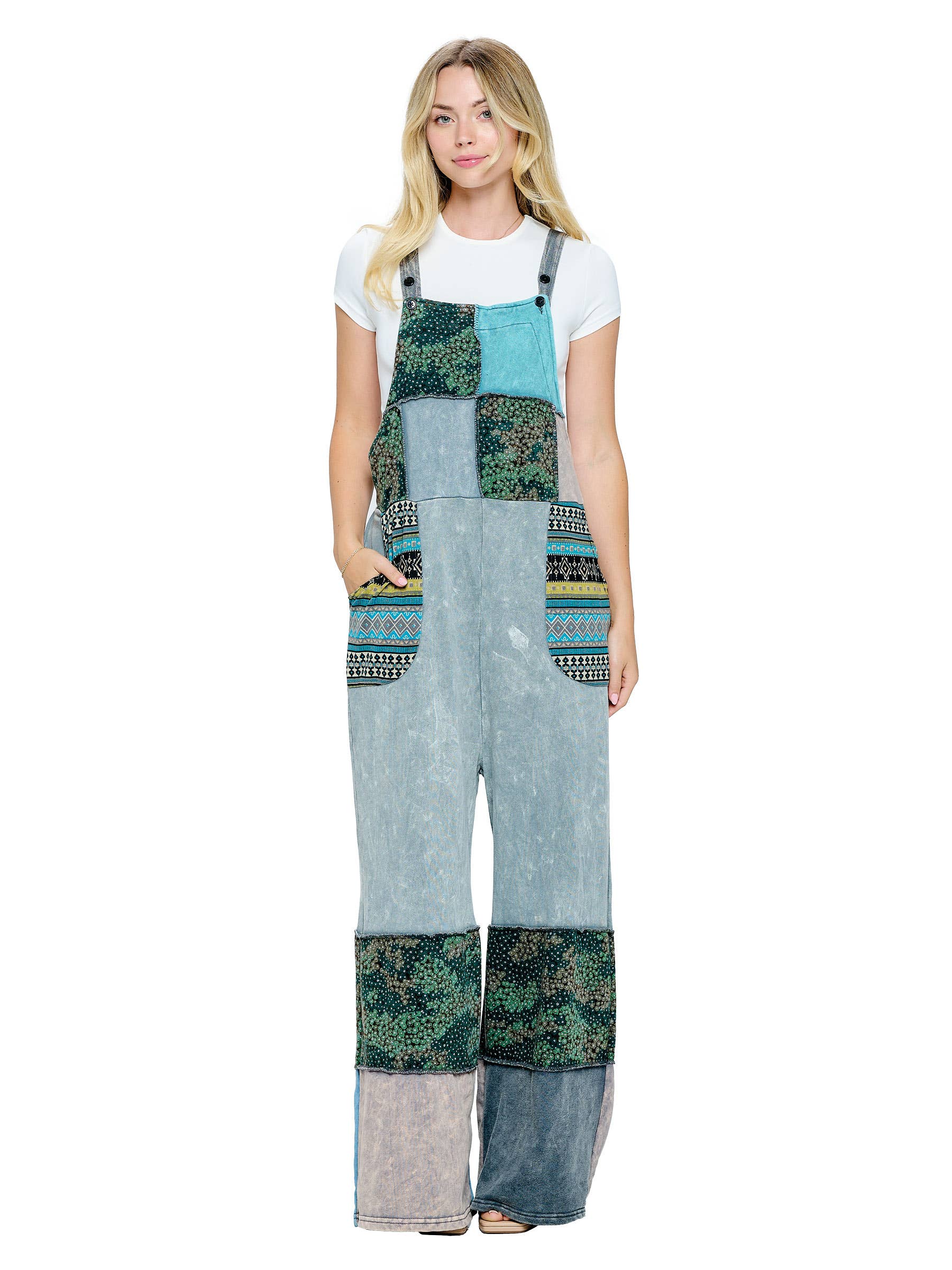 Gray Overall Vintage Washed Patchwork for wholesale on Faire