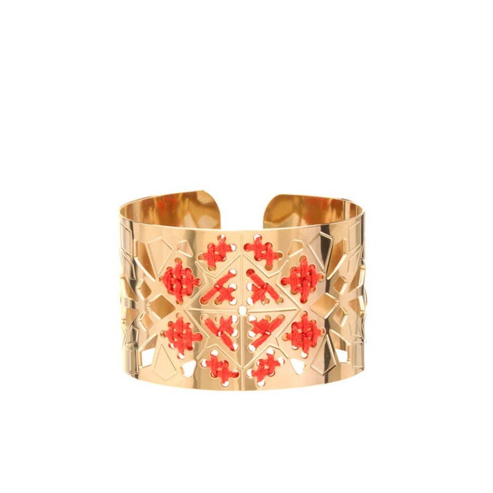 CAMILLE ENRICO - Wholesale Cuff Bracelet - ADRAR gold and colored cotton adjustable cuff2