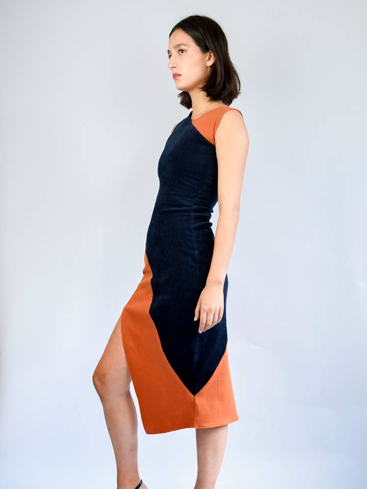Vestido Seo naranja y azul para venta al por mayor de CIPANGO