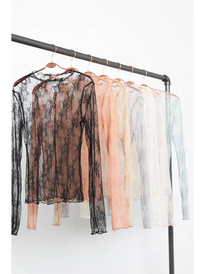 Newbury Kustom - Wholesale Blouse - Women's - 50986 - LONG SLEEVE SHEER LACE MESH TOP2